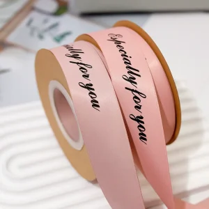 Luxury Pink Satin Ribbon Printed Fabric Ribbon Custom Your Own Logo Gift Packing Ribbon with Logo
