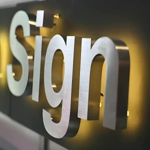 Luxury Polished Stainless Steel Backlit Logo Sign for Hotel Lobby Reception Area Advertising Plug In Power Customizable Design