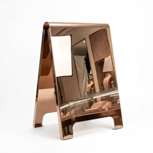 Luxury Rose Gold Mirror Stainless Steel A-frame Sign for Boutique Jewelry Shop Salon Sidewalk Sandwich Advertising Board