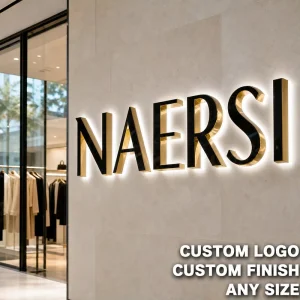 Luxury Storefront Backlit Metal Letters Custom Stainless Steel 3D Logo Sign for Boutique Wall Stainless Steel Signs