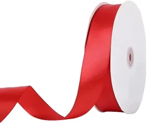 Luxury Woven Edge Satin Gift Ribbon Red 1inch Customized Printed Logo Festival Polyester Satin Ribbon Roll for Silk Screen Print