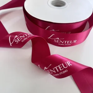 MOQ 100 Yards(1 Roll) Lustrous Satin Ribbon With Logo Luxury Custom Colored Clothing Gift Wrapping Polyester Satin Ribbon
