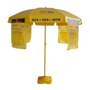 MTN Logo Printed Manual Classic PVC Beach Umbrella With Over 140cm Open Diameter