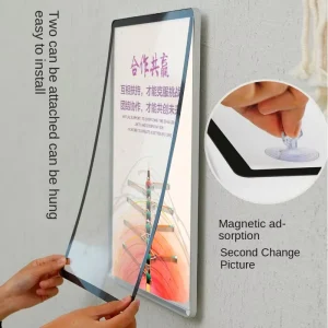 Magnetic Aluminum Alloy Poster Light Box with Rounded LED Light Source Suitable for Elevator Advertising and Picture Display