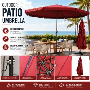 Manual Side Post Sunshade Lamp Advertising Beach Umbrella Large Roman For Outdoor Restaurants Patios Poolside Parties