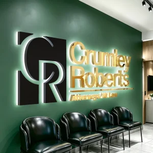 Manufacturer Custom Gold Stainless Steel Backlit Logo Sign LED Halo Lit Channel Letters Office Reception Commercial Signage