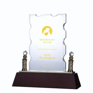 Manufacturer Custom Logo Block Crystal Award Medal Transparent K9 Crystal Zigzag Shape Plaque Eco-Friendly Handmade