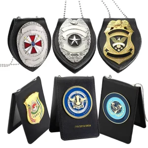 Manufacturer Custom Metal Badge Award Custom Logo Zinc Alloy 3D Enamel Emblem Id Badge Holder With Leather Wallet of Honor