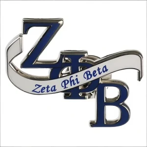 Manufacturer Direct Sell Zeta Phi Beta Greek Letter Sorority Bule and White Enamel ZPB Letter Brooch Jewelry