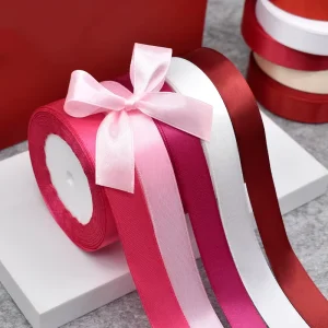 Manufacturer Luxury 2cm 25 Yard Polyester Gift Wrapping Satin Ribbon Roll Custom Decorative Ribbons for Bows