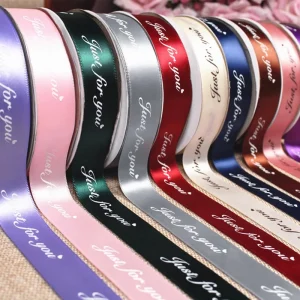 Manufacturer Personalized Custom Printed Gold Foil Double Sided Polyester Satin Ribbon Roll With Logo