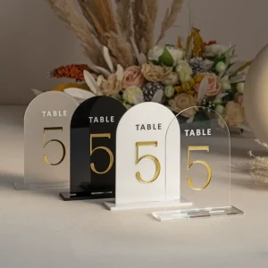 Manufacturer Personalized Wedding Table Signs Set Acrylic Arch Place Cards & Table Number Display Stand