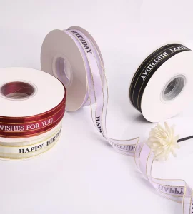 Manufacturer Polyester Single Face Satin Ribbon Customized Logo Birthday Party Decorative Ribbon