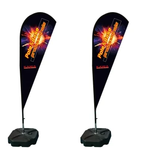 Manufacturer Supply 3.4m Durable Shatterproof Portable Teardrop Pennant Custom Advertising Beach Flag Pole Fiberglass