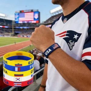 Manufacturer World Country Flag Design Silicone Rubber Band Promotional Sports Gift National Team Armbands Wristband Bracelet