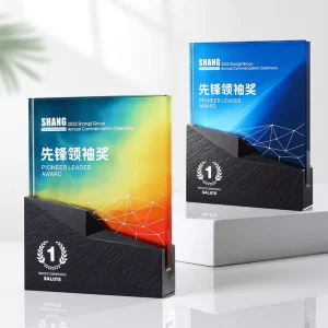 Marble Crystal Trophy 14.5×18.5cm Laser Engraved Waterproof Award for Sports Academic Corporate Events Custom Logo Color