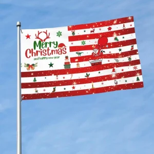 Merry Christmas Flag 3×5 Ft Outdoor Banner Santa Claus USA Flag with Grommets for Yard Advertising Indoor Decor
