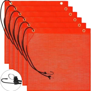 Mesh Safety Flag Warning Sign with Vinyl And Bungee Cord 18X18 Inch Oversize Warning Signs Hook Safety Warning Flag Use
