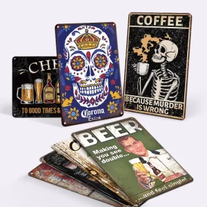 Metal Advertising Tin Sign Wall Decorations Retro Coffee Beer Signs Metal Wall Hanging Plate Vintage Decorative Plaque