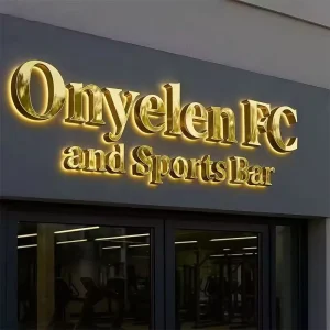 Metal Backlit Sign Brushed Brass Custom LED 3D Channel Letters Stainless Steel Indoor Acrylic Store Door Sign