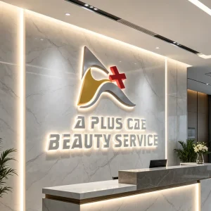 Metal Backlit Sign for Office Reception Brand Logo Wall Halo Illuminated Letters Stainless Steel Finish Metal Backlit Sign