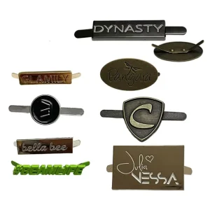 Metal Brand Labels Zinc Alloy Nameplates and Hanging Tags for Clothing Custom Logos and Letters