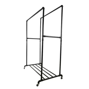 Metal Clothing Display Stand Boutique Organizer Garment Storage Rack with Shelves