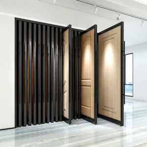 Metal Display Stand for Wood Sliding Door Horizontal Push Pull Door Sample Rack