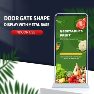 Metal Door Type Banner Stand Freestanding Poster Display Rack for Advertising