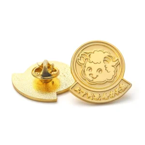 Metal Embossed Bulk Custom Shiny Gold Plated Brass Lapel Pins Diy