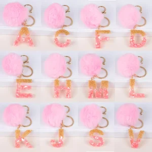 Metal Keychains Custom Backpack Pendant with Resin Letter Pompom Souvenirs Spot Delivery