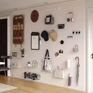 Metal Perforated Panel Double Wall Storage Set High Resistance Tool Panel Non Folding Pegboard Rack Hole Modern Simple Style
