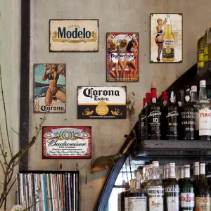 Metal Plate Vintage Wall Sign Decor Custom Metal Beer Posters with Brand Logos for Advertising Decoration