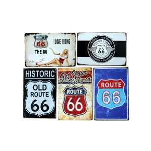 Metal Poster Route 66 Iron Painting Plate Custom Car Gas Services Vintage Tin Sign for Garage Bar Man Cave Club Wall Art