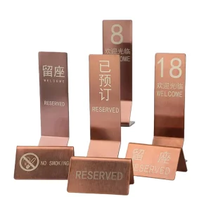 Metal Restaurant Table Number Sign Wedding Table Number Stands Golden Finished Customized Place Cards