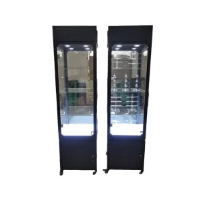 Metal Store Display Cases Stand Light Glass Door LED Display Cabinet Floor Stand Showcase Lock Jewelry Light Duty Display Rack