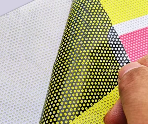 Micro Perforated Glossy Self adhesive Vinyl Graphic One Way Vision Window Film Glass Car Sticker for Promotion