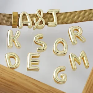 Mini 3D Bubble Letter Accessory Polished Design for DIY Jewelry Making A Z Alphabet Pendant