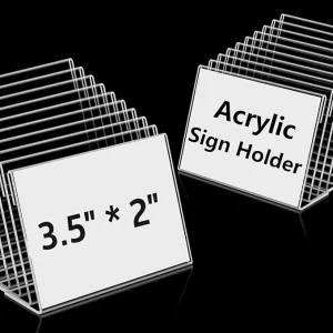 Mini Acrylic Sign Holder Clear Plastic Table Top Stand for Party Buffet Place Cards Name Cards Wedding Table Label Display