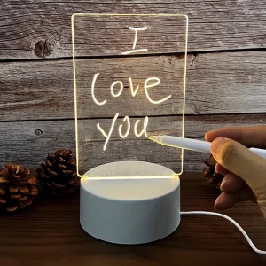 Mini DIY LED Night Light Message Board Creative 3D Pen Rewritable Blank Gift Lamp ABS Plug-In Power Supply for Bedroom 5V Input