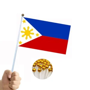 Mini Handheld National Flags Custom Hand Flags for Cheer Digital Printing Small Waving Hand Pulled Flags