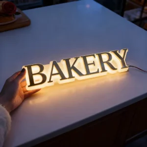 Mini LED Backlit Letter Sign Small Halo Lit Wall Letter Custom Acrylic House Number Office Door Sign