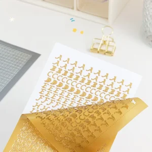 Mini Metallic PVC Waterproof Durable Korean Golden Silver English Letter Digital Stickers Diy Label for Photos Albums Decoration