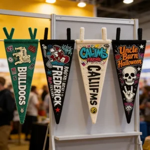 Mini Promotional Polyester Felt Pennant Flag Custom Logo DIY Garland String Flag Bunting Festival Decor