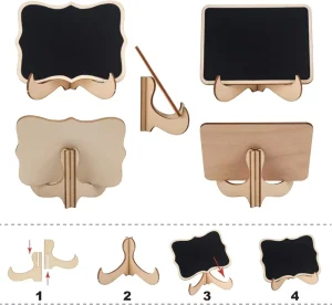Mini Wooden Chalkboard Signs Painted Technique Small Stand Easels for Table Numbers Blackboard Labels