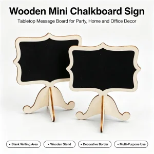 Mini Wooden Chalkboard Table Sign Erasable Small Blackboard for Wedding Cafe Party Food Label Decor