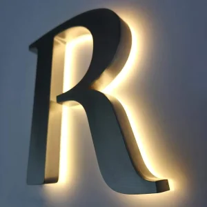 Minimalist Stainless Steel 3D Backlit Letters with LED Lighting for Schools Offices Boutique Store Interior Decor