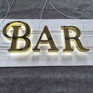 Mirror Finish Stainless Steel LED Sign Titanium Gold Backlit Letters for Nameplates