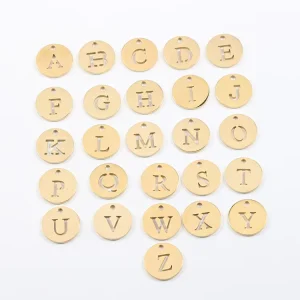 Mirror Polished Stainless Steel 12mm Hollow Alphabet Letter Charms