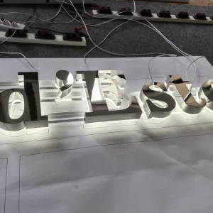 Mirror Polished Stainless Steel Backlit Letters Eco Friendly Easy Install Indoor Signage